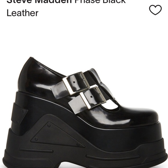 Black Leather Women's Steve Madden PHASE Platform Mary Jane Loafers Size 10 - Picture 11 of 12